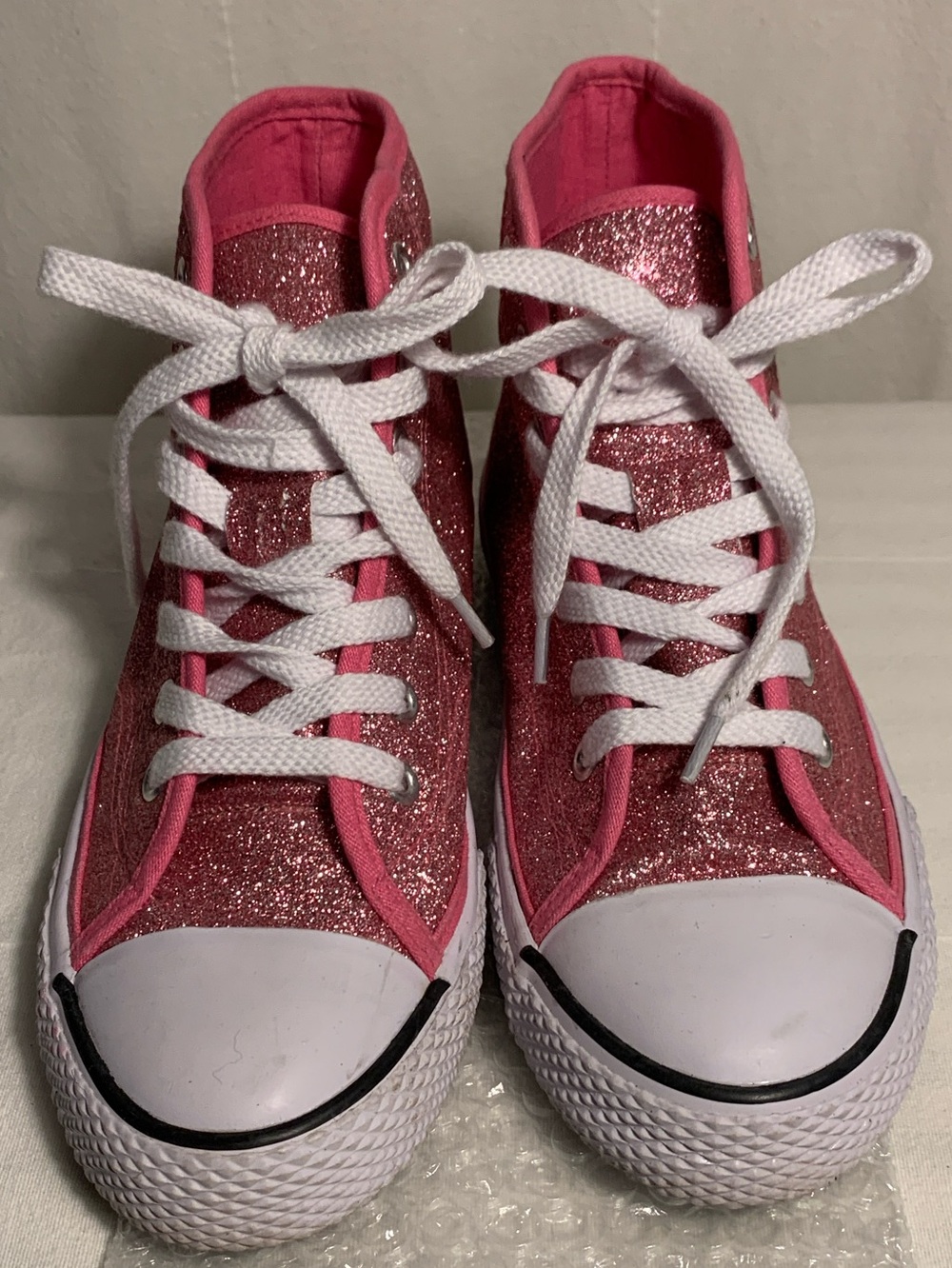 Pink Glitter High-Top Sneakers